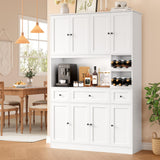 BOTLOG 72" Tall Kitchen Pantry Storage Cabinet with Wine Rack, Large Pantry Cabinet with Microwave Stand, Modern Kitchen Hutch Food Pantry Cabinet for Kitchen, Dining Room, White BOTLOG