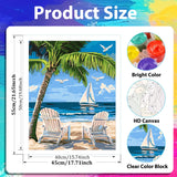 xcemhil Beach Paint by Numbers Kit for Adults, Paint by Number Palm Tree, Seaside Paint by Numbers Kit for Adults Beginner for Gift and Home Wall Decor 16x20 Inch xcemhil