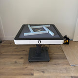 Sifang City (42mm/1.6inch) Chinese Style Folding Automatic Mahjong Table, American 110V, 8ft Cable, Includes 2 Dices, Glass Table Cover, 2 Sets Jade Style 144 Tiles (42mm White) 四方城42号玉石牌可折叠麻将机 SXTL