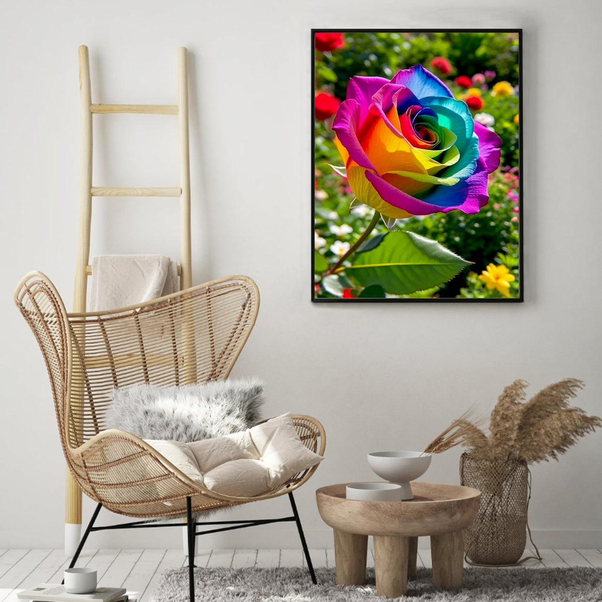 Yikenjoy Rose Diamond Art Kit for Adults – 5D Diamond Painting Kit for Beginner, Full Drill DIY Rainbow Rose Diamond Art, Relaxing & Fun Diamond Art Kits for Adults, Wall Decor 16 x 12 in Yikenjoy