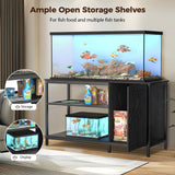 Tatub 55-90 Gallon Fish Tank Stand Large Aquarium Stand with Accessories Storage, Heavy Duty Metal Fish Tank Cabinet Suitable for Turtle Tank, Reptile Terrarium Stand, 1000LBS Capacity, Black Tatub