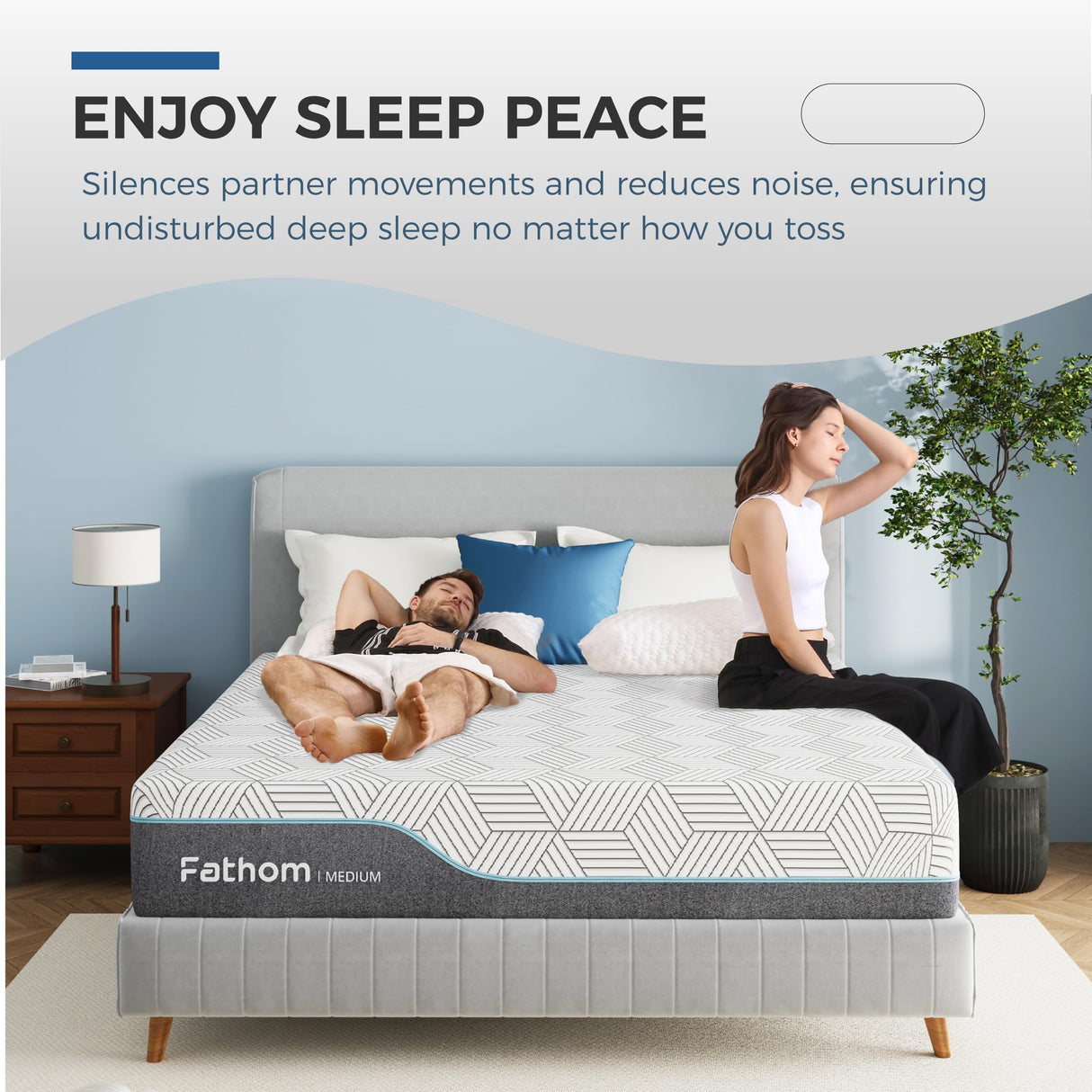 FATHOM Medium King Mattress 12 Inch Memory Foam Mattress King Size Bed in a Box for Back Pain Relief and Cool Sleep with Gel Foam and Removeable Fiberglass Free Cover, CertiPUR-US Certified FATHOM