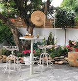 Diwhy Industrial Pub Table 23.6" Iron Round Desktop 37.4" Height Cast Iron Bar Table Antique White Diwhy