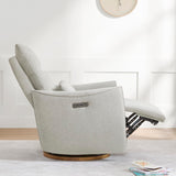 CHITA Swivel Rocker Recliner Chair, Power Nursery Glider Recliner, Nursery Rocking Chair with Adjustable Power Headrest, FSC Certified, Solid Wood Base, Crockery (Gray) CHITA