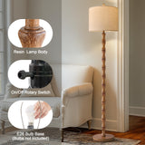 BOBOMOMO 62" Rustic Floor Lamp for Living Room, Retro Farmhouse Floor Lamp Rotary Switch, Resin Standing Lamp for Living Room, Corner, Dining Room, Bedroom, House BOBOMOMO