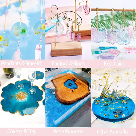 Epoxy Resin 1.1 Gallon Kit, Clear Resin Epoxy, Resin Kit - High-Gloss, No Bubbles, Not Yellowing, Self-Leveling Art Resin Casting Resin for DIY Art,Crafts,Jewelry,Table Top,Wood & Resin Molds Pmbqifay