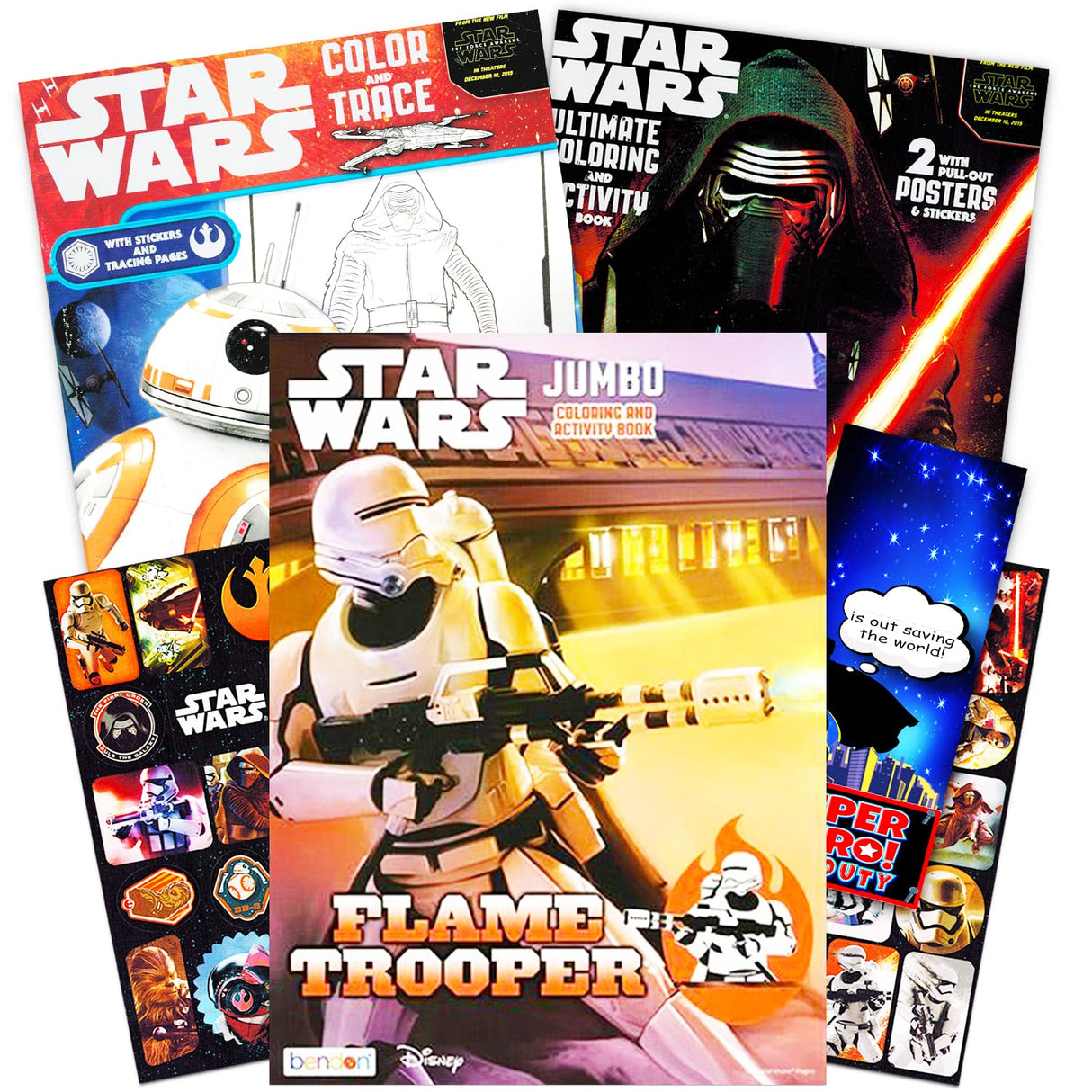 Star Wars Coloring Book Bundle with Stickers and More (3 Jumbo Books - Over 200 Pages Total, Over 30 Stickers) STAR WARS