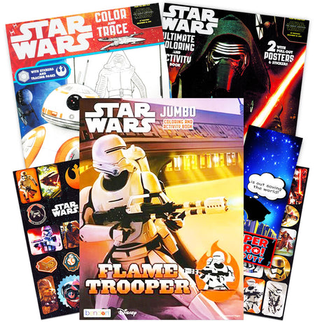 Star Wars Coloring Book Bundle with Stickers and More (3 Jumbo Books - Over 200 Pages Total, Over 30 Stickers) STAR WARS