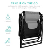 Best Choice Products Oversized Padded Zero Gravity Chair, Folding Outdoor Patio Recliner, XL Anti Gravity Lounger for Backyard w/Headrest, Cup Holder, Side Tray, Polyester Mesh - Black/Gray Best Choice Products