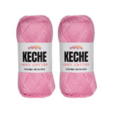 Cotton Yarn - 100% Cotton Yarn for Crocheting and Knitting, Mercerized Cotton Amigurumi Yarn Fine-Sport 2 1.76 oz (50g) / 136 Yrds (125 m) 2 Skeins - Baby Pink KECHE