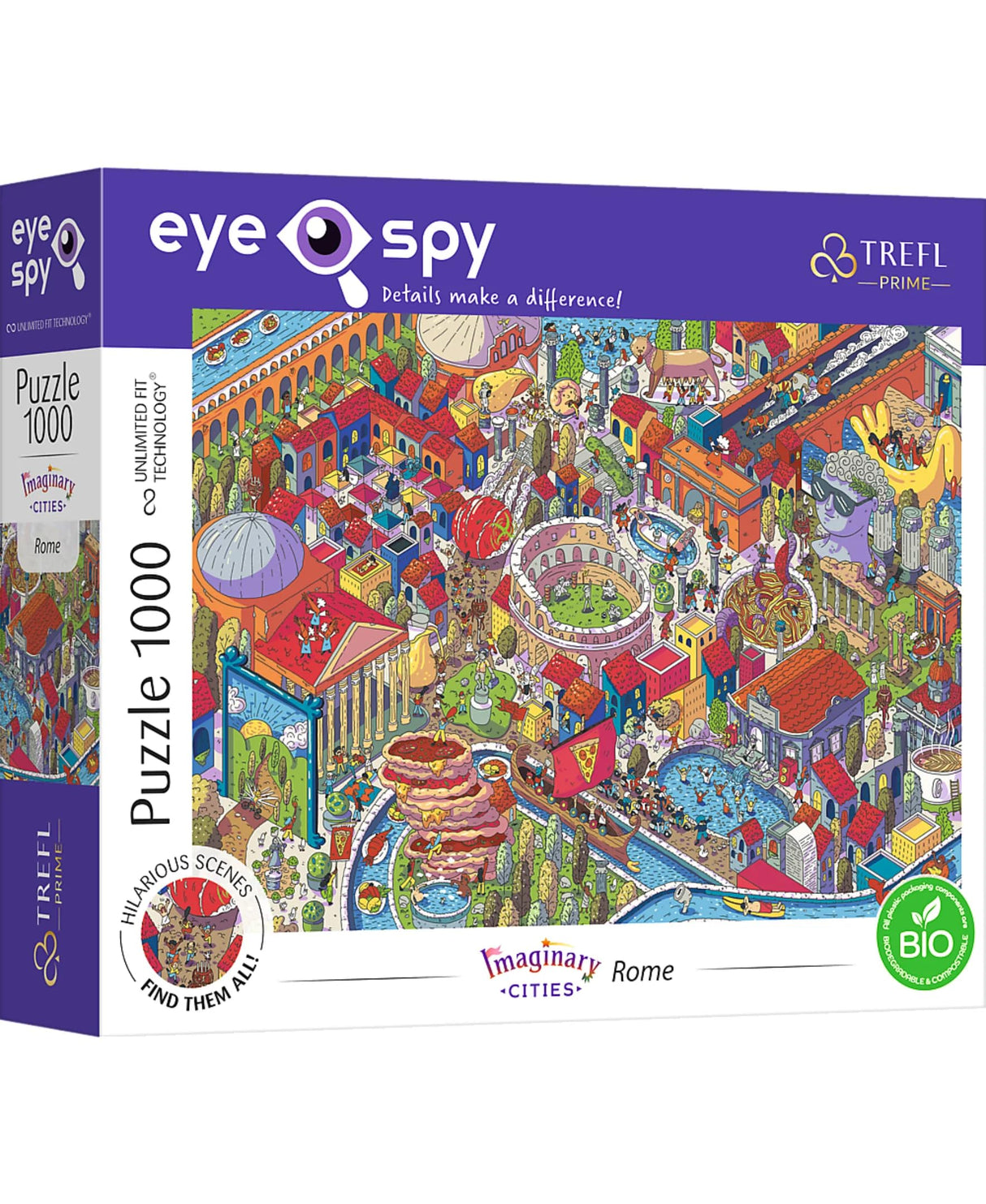 Trefl Eye-SPY Imaginary Cities: Rome, Italy 1000 Piece Jigsaw Puzzle Prime 27"x19" Thick Cardboard, Surprising Details, Creative Entertainment for Adults and Children from 12 Years Old Trefl