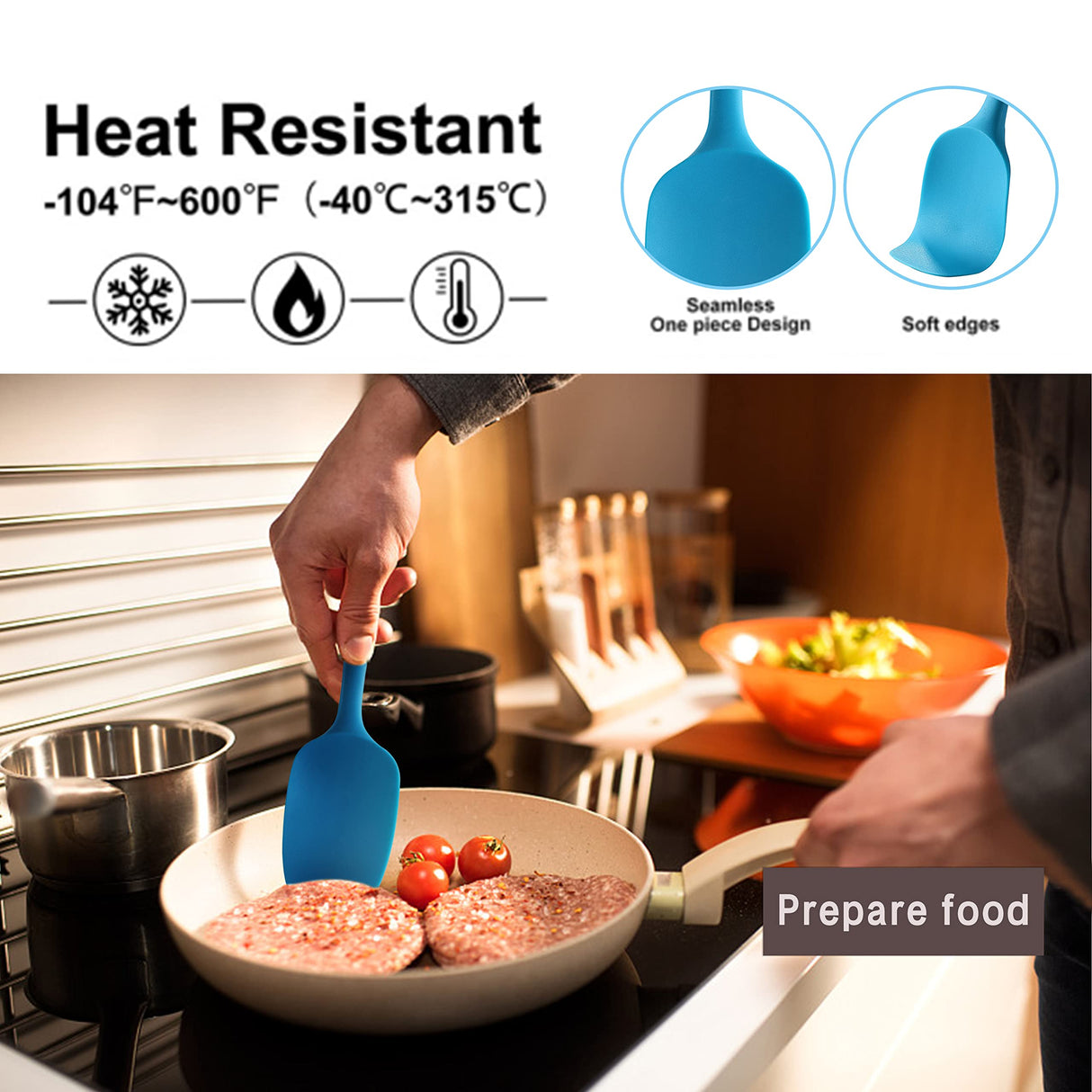 5PCS Silicone Rubber Spatula Set, VITUER Food Grade BPA-Free Spatulas for kitchen Use, Heat Resistant Spatula for Cooking & Baking, Dishwasher Safe VITUER