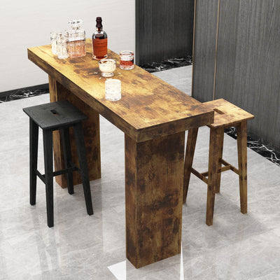 Tilayasig 63" Long Bar Table, Industrial Counter Height Pub Table, Narrow Kitchen Dining Table for Small Spaces, Breakfast Bar, Home Bar, Rustic Brown (Only Table)