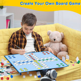 Deekin 131 Pcs DIY Create Your Own Board Game Kit with Blank Playing Cards, Foldable Blank Game Board, Dice, Pieces, Playing Card Stands, Rule Sheet, Sand Time Deekin