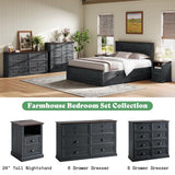 AMERLIFE 42" Dresser for Bedroom, Farmhouse 8 Drawer Dresser, Dressers & Chests of Drawers, Organizer with Storage Drawers, Dark Blue AMERLIFE