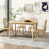 Giantex 48" L Wooden Dining Table Set for 4, 5PCS Rectangular Kitchen Table Set w/Rubber Wood Supporting Legs, Farmhouse Dinner Table & 4 Windsor Giantex