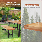 AVAWING Outdoor Dining Bench Set of 2, Wood Patio Backless Bench 63" Picnic Chairs, Wooden Farmhouse Bench for 6 People, Long Garden Park Porch Backyard Deck, Natural AVAWING