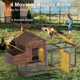Wooden Chicken Coop, 80IN Outdoor Chicken Cages and Run with Nesting Boxes for 2-4 Chickens, Hen Run Poultry Pet House Rabbit Hutch with Waterproof Roof & Removable Tray for Backyard Poultry (ONE) TANGJEAMER