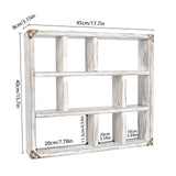 MITREL 17.7x15.7-Inch Shadow Box Shelf 9-Slot Rustic Floating Shelves Larger Wall Mounted Shelf Lightweight Solid Wood Display Shelf Freestanding Farmhouse(9C-Rustic White) MITREL