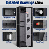 SAPITAL 5 Gun Safe, Rifle Safe, Gun Safes for Home Rifle and Pistols, Gun Cabinet for Rifles and Shotguns, Gun Safes & Cabinets with Removable Shelf and Pistol Pouch*3 SAPITAL