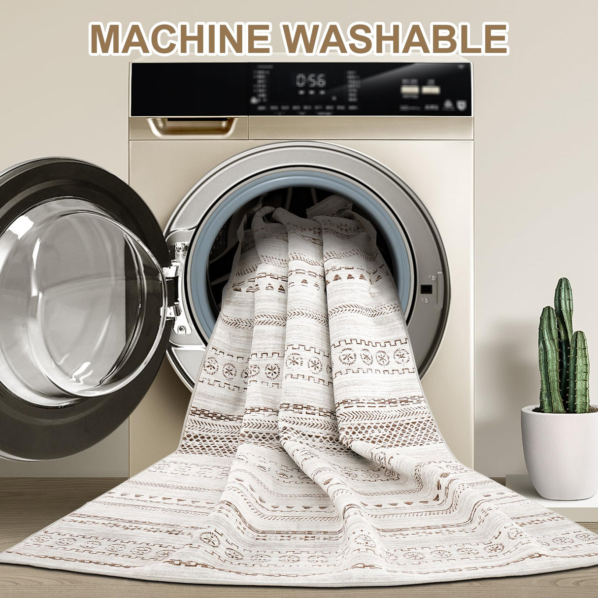 Area Rug Living Room Rugs - 5x7 Washable Boho Farmhouse Bohemian Neutral Large Moroccan Geometric Soft No Slip Indoor Rug Thin Floor Carpet for Bedroom Under Dining Table Home Office - Brown kakania