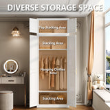 Polup Metal Armoire Closet, 86 Inch Tall Wardrobe Armoire with Hanging Rod, Almirah for Clothes with Doors, 18" D x 32" W x 86" H, White, Assemble Required, Shipped in Two Packages Polup