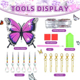 JeCuiK 6 Pcs Diamond Painting Butterfly Wind Chimes Kits 5D DIY Crystal Diamonds Painting Suncatcher Christmas Ornament Double Sided Diamond Art Keychains Pendant Best Gifts for Mom JeCuiK