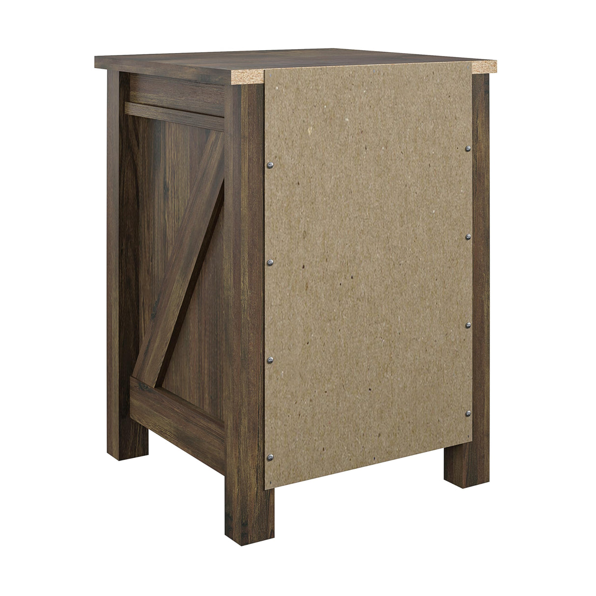 Ameriwood Home Farmington Country Style Nightstand with Barn Door Design, Concealed Drawer and Open Cubby, Textured Weathered Medium Brown Finish Ameriwood Home