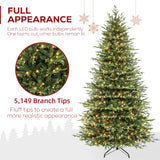 Hykolity 9 ft Prelit Artificial Christmas Tree with 5149 PE&PVC Branch Tips, 600 Warm White LED Lights, Easy Assembly with Metal Stand and Hinged Branches hykolity