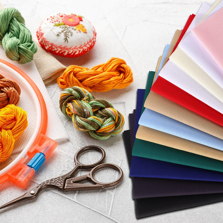 HunnmingRe 12 Pcs Aida Cloth 12 Color 14 Count Cross Stitch Fabric DIY Cross Stitch for Embroidery DIY Handmade Art Craft, 12 x 18 inch(Colorful) HunnmingRe