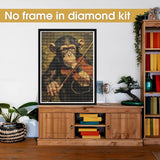 Bimkole 5D Diamond Art Kits for Adults Monkey Playing Violin, Full Drill DIY Rhinestone Embroidery Set Paint with Diamonds Art Animals by Number Kits Cross Stitch Home Wall Craft Decor 12x16 Inch Bimkole