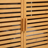 kleankin Under Sink Cabinet, Bamboo Bathroom Vanity Cabinet with 2 Slat Doors, Freestanding Bathroom Sink Cabinet, Natural kleankin