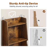 Hoctieon 5-Tier Open Bookcase and Bookshelf with LED Light, Floor Standing Display Storage Shelves, Wood Modern Display Organizer for Home Office, Living Room, Bedroom, Study, Rustic Brown Hoctieon