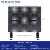 VIVO Steel Clamp-on Desk Pegboard, 30 x 24 inch Privacy Panel, Magnetic Peg Board, Office Accessory Organizer, Above or Below Desk Placement, Black, PP-DK30B-1 VIVO
