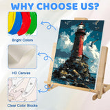 EMIEAUFG Creative Paint by Number Kit for Adults,Beacon in The Middle of The Ocean DIY Paint by Numbers Set for Home Decor and Gifting - 12x16 Inch EMIEAUFG