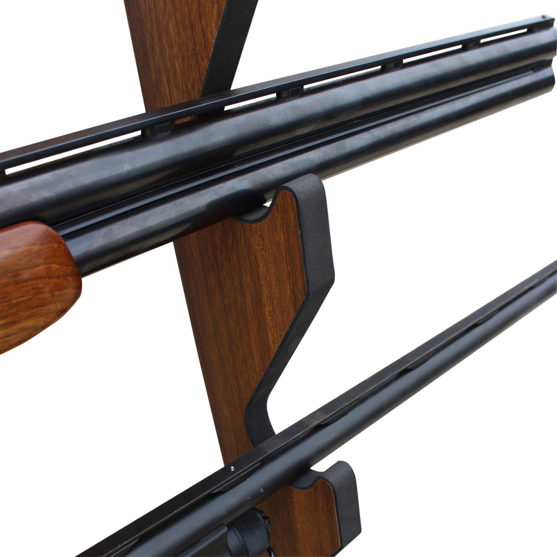 Rush Creek Creations Rifle and Shotgun Indoor Gun Rack for Wall - Stores Rifles, Shotguns, and AR-15 Style Firearms - Great Indoor 3 Gun Wall Mount Storage Display Rack - Dark Walnut Finish - WoodArtSupply