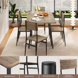 Qsun 63” 7-Piece Dining Table Set for 4-6 People, Extendable Kitchen Table Set with 6 Chairs, Dining Room Table with Metal Frame and Solid MDF Wood Board for Kitchen, Grey Qsun