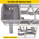 Aivituvin Cat House Catio Outdoor Cat Enclosures, Large Kitty House Cat Condo Playpen with Platforms & Living House-Unique Deformation Cat House Aivituvin