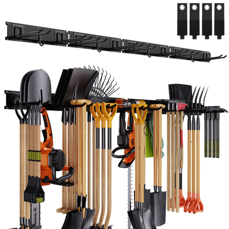 Gatsowm Garage Tool Organizer Wall Mounted, 64 Inches Adjustable Garden Tool Organizer Rack, 20 Pcs Heavy Duty Yard Tool Organizer Hold Up to 900lbs Gatsowm