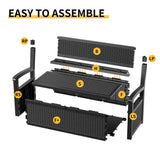 ROJIK 80 Gallon Storage Bench Deck Box Outdoor with Armrests,Storage Furniture Waterproof Lockable for Porch Patio and Garden (Black) ROJIK