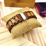 MIEASVE Handmade Wood Watches for Men Red Dial Lightweight Analog Quartz Wooden Watch Adjusted Band MIEASVE