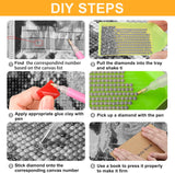 Axquilon Flower Cat Diamond Painting Kits, Full Drill Round DIY Diamond Art Kits, Paint by Diamonds Rhinestone Gem Art Craft for Home Wall Decor 12X16 inch Axquilon