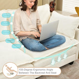 SAMERY Sectional Sofa Cloud Couch, 113" Big Comfy Couch L Shape Sofa Couch for Living Room Extra Deep Seat Sofa Couch Chenille Sofa Sleeper with Ottoman/Pillows, Cream White 3 Seat Sofa Cloud Couch SAMERY