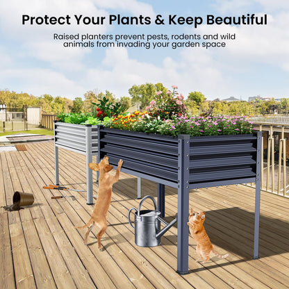 Keten Raised Garden Bed with Legs, 48×24×32in Outdoor Metal Galvanized Elevated Planter Box with Glove, Socket Wrench, Screwdriver for Vegetables, Flower, Backyard, Patio, Balcony (Dark Blue) - WoodArtSupply