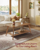 VASAGLE MAEZO Collection - Coffee Table, 2-Tier Center Table with Storage, Tapered Legs, Curved Transitions, 21.7 x 39.4 x 17.7 Inches, Easy to Assemble, for Living Room, Honey Brown ULCT249K01 VASAGLE