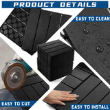 Treela 48 Pcs Plastic Interlocking Deck Tiles 12 x 12 Inch Patio Deck Tiles Waterproof Outdoor Flooring Composite Decking Boards Floor Decking Tiles for Porch Poolside Balcony Backyard (Black) Treela