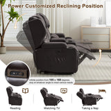 DRMBOOK RV Power Loveseat Recliner Sofa, Faux Leather 3-Seater Wall Hugger Reclining Sofa, Home Theater Seating Chair with Cup Holders, 3 Person Couch RV Furniture for Living Room, Brown DRMBOOK