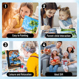 HEIBAGO Framed Paint by Numbers kit for Kids, 4 Pack Landscapes Paint by Numbers for Kids Ages 8-12, Paint by Numbers Kits Children Beginner, DIY Acrylic Oil Painting for Home Wall Decor 8x8 inch HEIBAGO