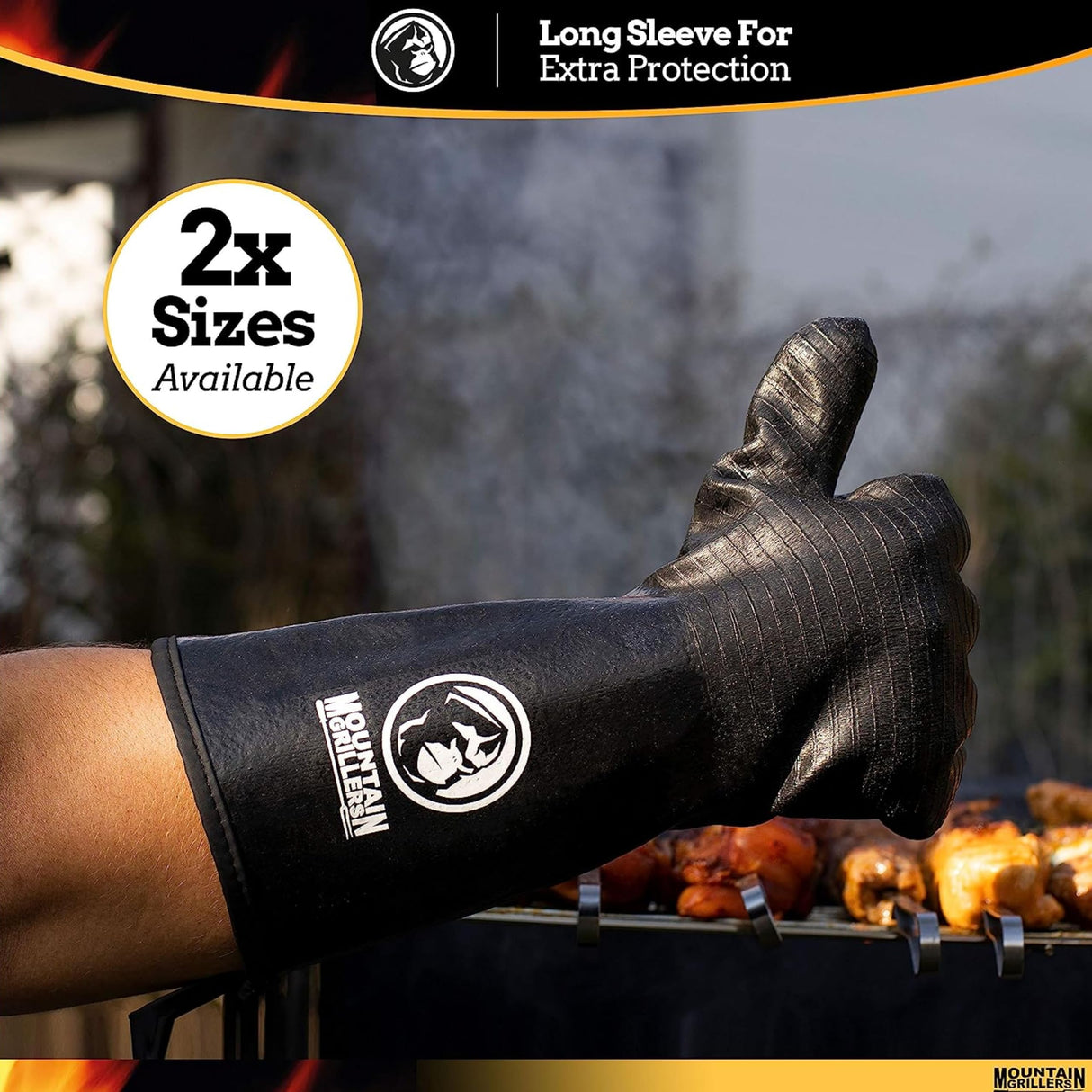 Mountain Grillers Extreme Heat Resistant Gloves for Grill BBQ High Temperature Fire Pit Gloves Barbecue Cooking, Smoker, Oven, Fryer, Grilling Waterproof, Fireproof Oil Resistant Neoprene Coating 14in MOUNTAIN GRILLERS