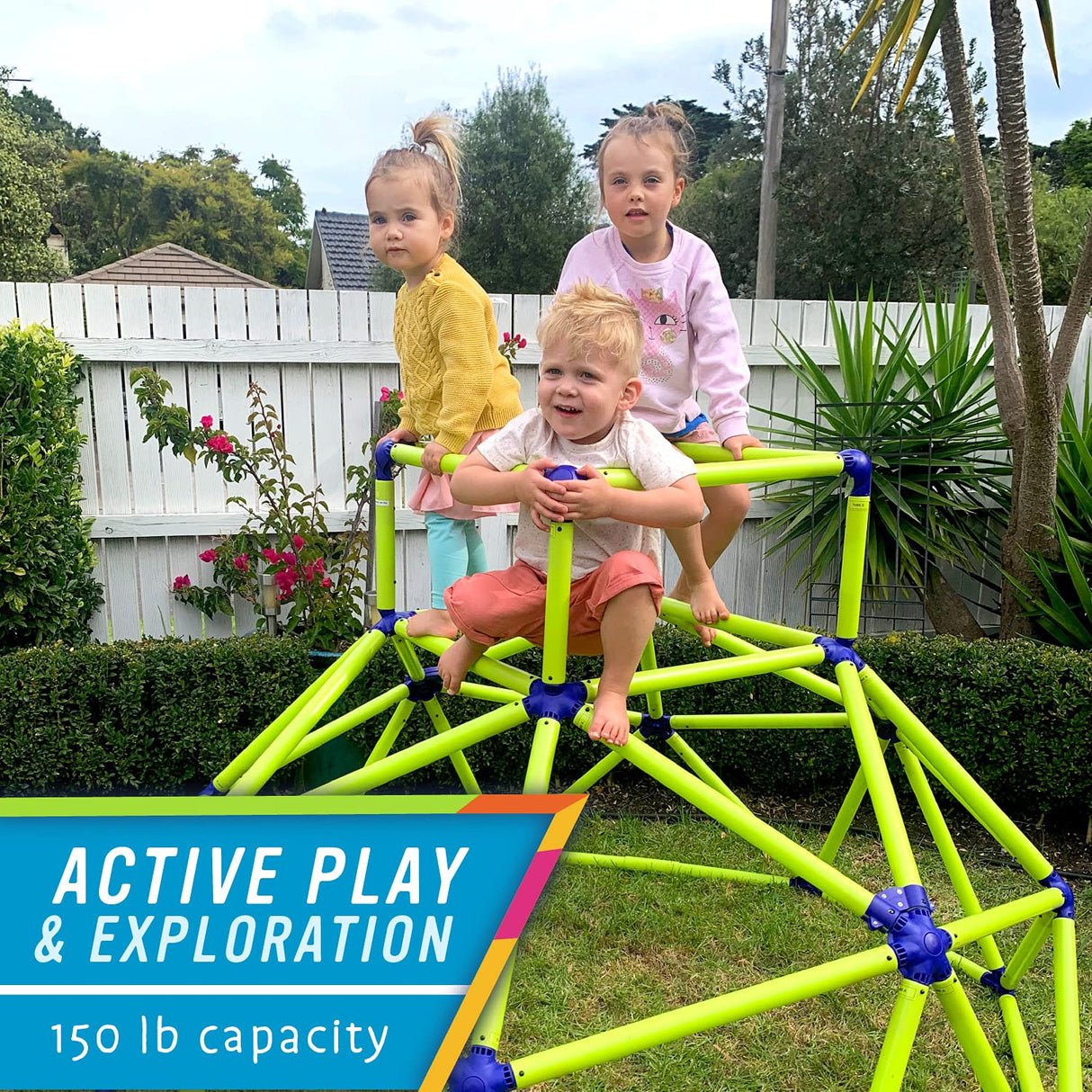 Eezy Peezy Monkey Bars Climbing Tower - Active Outdoor Fun for Kids Ages 3 to 6 Years Old, Green/Blue. Eezy Peezy